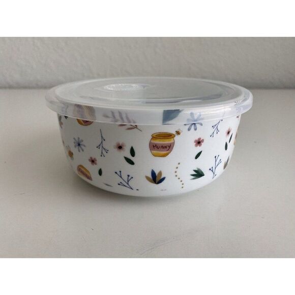 Disney Winnie The Pooh Honey Pot Flowers Medium Pressure Lid Food Container Bowl - Picture 5 of 8